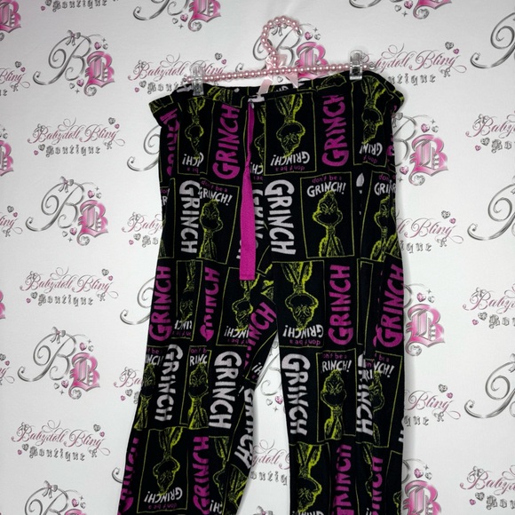 The grinch pants fleece black green pink grinch movie dr.Seuss comfy soft - Picture 4 of 6